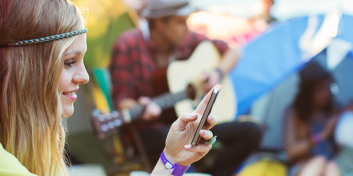 Festival goer on mobile